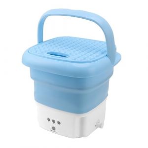 Focket Lave-Linge Portable, Mini Lave-Linge Pliable Mini Lave-Linge pour vêtements de bébé, sous-vêtements, Petits Articles, Appartement, blanchisserie, Camping, Camping-Car, Voyage (Bleu) (Liwords, neuf)