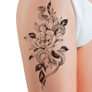 Tatouage de fleurs pour femmes, tatouage semi-permanent,Autocollants de tatouage imperméables Rose 15 jours - Fournitures de fête de tatouage foncé, longue durée pour femmes filles adultes (haoyhan, neuf)