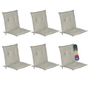 Beautissu Coussins de Jardin de Chaise Loft NL Gris Claire Set de 6-100x50x6cm &ndash; Coussin Exterieur Jardin &eacute;pais & Confortable &ndash; Coussin Dossier Bas (Brandvin, neuf)