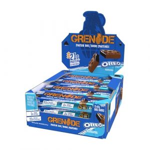 Grenade Barre riche en prot&eacute;ines et faible teneur en sucre - OREO, 12 x 60 g (FitSante, neuf)
