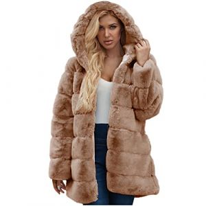AEGJEGVD Femme Manteaux et Vestes en Fausse Fourrure Veste en Fausse Fourrure Manteau de Dessus en Peluche &agrave; Capuche Manteau de Fourrure d'hiver Manteau Femme Polaire Coat Jacket Costumes et Vestes (⭐⭐⭐⭐⭐AEGJEGVD⭐⭐⭐⭐⭐, neuf)