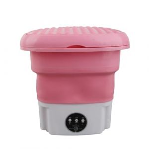 Focket Lave-Linge Portable, Mini Lave-Linge Pliable Mini Lave-Linge pour vêtements de bébé, sous-vêtements, Petits Articles, Appartement, blanchisserie, Camping, Camping-Car, Voyage (Rose) (Liwords, neuf)