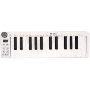 M-VAVE Mini clavier 25 touches - Beat maker professionnel et Keytar pour la production musicale au clavier Batterie intégrée Wireless Connect, Mini no PADS, Blanc (HOEREVPRO, neuf)