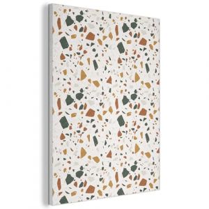 MuchoWow© Panneau Acoustique 70x100 cm decoratif Mural Acoustic Panels Feutre Murale Plaque isolante anti bruit Mur Panneaux Terrazzo - Motif - Blanc - Terra (MuchoWow GmbH, neuf)