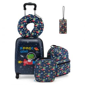 SOARS Voyage Enfant 5 Pi&egrave;ces, 16" Valise Cabine Enfant &agrave; Roulette et Poign&eacute;e T&eacute;lescopique, avec Sac &agrave; Dos, Coussin de Nuque, Sac &agrave; D&eacute;jeuner et &Eacute;tiquette de Bagage, Valise Enfant Fille & Gar&ccedil;on 3+ Ans (Magichome24, neuf)