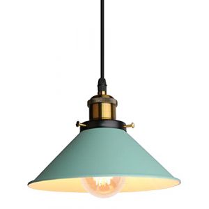 iDEGU Lustre Rétro Suspension Luminaire Vintage 22CM Métal Plafonnier Abat-jour Industriel E27 Lampe de Plafond pour Salon Cuisine Chambre Restaurant (Vert - 1 Lampe) (IDEGU, neuf)