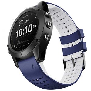 NotoCity Bracelet Fenix 6/Fenix 6 Pro de 22 mm de largeur pour Garmin Fenix 7/Fenix 6/Fenix 5/Fenix 5 Plus/Fenix 6/Fenix 6 Pro/Forerunner 935/Forerunner 945/Approach S60/Quatix 5(bleu blanc) (NotocityEU, neuf)