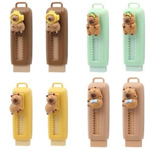 8 Pi&egrave;ces Einziehbarer Push-Pull Radiergummi Capybara - Mignon Gomme &agrave; Effacer pour Enfants, Bureau & &Eacute;cole - Gommes R&eacute;tractables avec M&eacute;canisme Glissant, Design Adorable Cadeaux Fournitures Scolaire (DUJUANHONG, neuf)