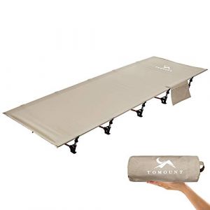 TOMOUNT Lit de Camp Pliant Ultra léger Barres en Aluminium 190 x 70 cm Chaise Longue de Camping compacte et Portable Facile à Construire Lit de Camping résistant tentes - Kaki (SML EU, neuf)
