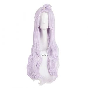 Perruque Anime Cosplay Fairy Tail Mirajane Autruche Perruque de Cosplay Longue Lumière Violet Résistant à la Chaleur + Bonnet de perruque (qiu lai shan mao hang, neuf)