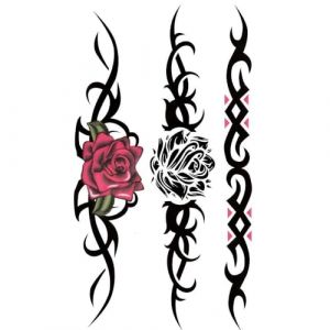 Tatouages ​​temporaires imperméables, tatouages ​​temporaires, faux tatouages ​​​​étanches et anti-transpiration, rose rouge sexy, rose noire for femmes (FXFXDZMY, neuf)