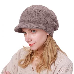 CheChury Casquette Femme Hiver B&eacute;ret Femme Polaire Chapeau Fille Tricot&eacute; Bonnet &Eacute;l&eacute;gant Chapeau d'hiver Bonnet Tricot&eacute; Chaud Casquettes Visi&egrave;res Vintage Bonnet Femme Hiver Chic pour Sport,Kaki (Sofenny, neuf)