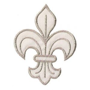 Patche patch écusson fleur de lys argentée thermocollant brodé (Naga.Hitam, neuf)