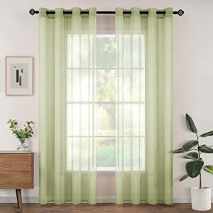 Woaboy Lot de 2 Rideaux Voilage à Oeillet Rideau Semi-Transparent intérieurs pour Chambre Salon Maison 140x200 cm Vert (fengjin home, neuf)