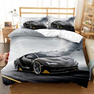 TKCQX Voiture Housse de Couette 135x200 Enfant Fille GarçOn Ado Parure de Lit 1 Personne Cars Housse de Couette Enfant en Microfibre avec Fermeture éClair + Taie d'oreiller 65x65 cm (TKCQX--欧盟R标, neuf)