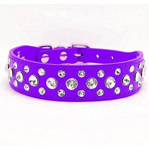 haoyueer Collier ras du cou en cuir PU avec strass pour chien et chat Noir Taille S/M/L/XL Violet (haoyueer-uk, neuf)