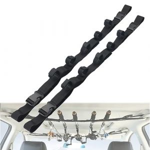 YULIAO Lot de 2 Supports Canne pour Voiture, Support de Canne à Pêche pour Voiture, Porte-Canne à Pêche de Voiture, Sangle de Canne à Pêche pour Véhicule, pour Voiture Wagon, Camion, SUV (TaiNAN, neuf)