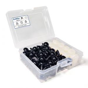 RuWfpz Yeux de Securite Amigurumi Crochet 16mm - 100pcs Yeux de Sécurité Poupée en Plastique Noir, Oeil Yeux pour Peluche Amigurumi, Bouton Yeux a Coudre Animaux (WfpcDirect, neuf)