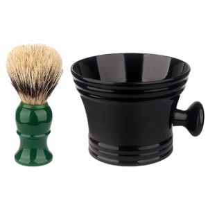 Lot de 2 blaireaux de rasage avec bol &agrave; savon pour homme - Facile &agrave; mousser - Convient pour p&egrave;re et mari - Kit de savon et bol (HEziej, neuf)