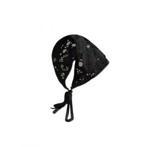 Foulard Triangle Cheveux Bandeau triangulaire fait main au crochet, fleur, fraise, foulard, chapeau, bandeau tricot&eacute; for filles, serviette(BALCK COLOR) (huxiaohong666, neuf)