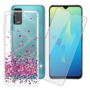 Ikiiqii Coque pour Wiko Power U10 Cover Case &Eacute;tui Souple Silicone Transparent TPU Housse + HD Haute qualit&eacute; Verre tremp&eacute; &eacute;cran Film Protection &eacute;cran -Coeur Rouge -85 (CZMGY, neuf)