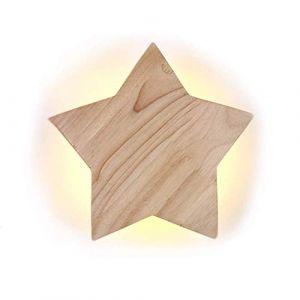 LED Bois &Eacute;toile Lampe Murale Moderne Cr&eacute;atif Dessin anim&eacute; Applique murale Veilleuse Lampes de chevet pour B&eacute;b&eacute; Les enfants Chambre Salon Salle Escaliers D&eacute;coration Plafonnier Lumi&egrave;re chaude &Oslash;19cm (zhengshenriyong, neuf)