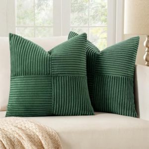 MIULEE No&euml;l Lot de 2 Housse Coussin en Velours C&ocirc;tel&eacute; 45x45cm Vert Fonc&eacute; Housse de Coussin Decoratif Coussin de Canap&eacute; Moderne Doux D&eacute;co Coussin de Canap&eacute; (MIULEE HOME, neuf)