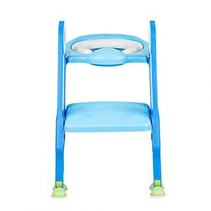 Siège de Toilette Enfant Reducteur de Toilette Pliable et Réglable Escalier Toilette Enfant avec Échelle Marche pour Enfants 1 à 7 ans-blanc + bleu clair (Hechheu, neuf)