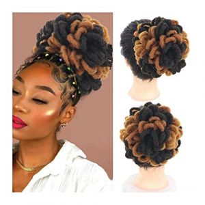 Postiche en Chignon Désordonné pour Femme Chignon synthétique bouclé cordon queue de cheval extensible brosse à cheveux pince chignon tresse chignon pince à cheveux for les femmes noires cordon chigno (wuwuwucc, neuf)