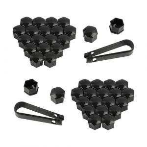 kwinfei 40 Pi&egrave;ces Capuchons d&rsquo;&Eacute;crous de Roue 17mm, Cache &Eacute;crou Hexagonal Noir avec Outils de Retrait, Cache Boulon et Cache Vis de Roue pour Voiture, Cache Moyeu en Plastique Durable pour Pneus Auto (KeJianDeng, neuf)