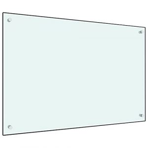 AUVYI Cr&eacute;dence de cuisine en verre tremp&eacute; 90 x 60 cm blanc anti-&eacute;claboussures en verre pour cuisini&egrave;re, protection contre les &eacute;claboussures, plaque de verre, plaque de verre (AUVYI EU, neuf)