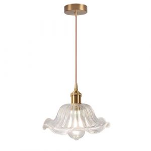 DLGLOLIN Suspension Luminaire Verre Vintage Lustre Salon Fleur Cr&eacute;ative, Abat-Jour en Transparent R&eacute;tro Suspendues, E27 Plafonnier pour Chambre Cuisine Salle &agrave; Manger (DLGLOLIN, neuf)