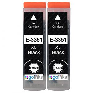 Go Inks 2 Cartouches d'encre Noire pour remplacer Epson E-T3351-2 (33XL Séries) Compatible/Non-OEM pour Epson Expression Premium Imprimantes Haute capacité (XL) (Msi77, neuf)