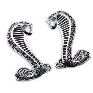 YK ZAOOER Métal 3D Shelby Autocollant Autocollant emblème Insigne Serpent Cobra (à Droite) Liens et pour Le Sport Ford Mustang Ensemble de 2,Black Silver (yijia, neuf)