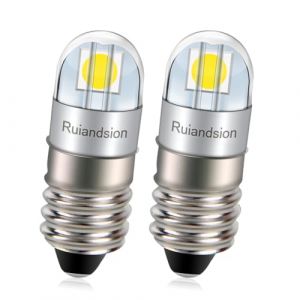 Ruiandsion E10 Ampoule LED 3030 2SMD Puce 4.5V Sans Polarit&eacute; 200LM Blanc Chaud Ampoule LED de Rechange pour Lampe de Poche Torche Lumi&egrave;re de Travail Paquet de 2 (Ruiandsion, neuf)