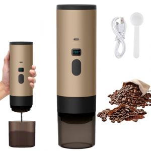Carziyer 3 En 1 Machine &agrave; Caf&eacute; Portable 15 Bars - 72W Cafeti&egrave;re Expresso Capsule/Machine &agrave; Expresso &Eacute;lectrique USB &agrave; Chauffage Rapide | R&eacute;Servoir D'Eau 90ml | Pour Voyage/Bureau/Campin (Champagne) (EagerMinds, neuf)