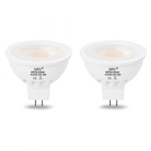 GRV mr16 gu5.3 Ampoule LED AC / DC12V 5W &eacute;quivalent 50W lampe halog&egrave;ne LED phare rail et &eacute;clairage int&eacute;rieur downlight non dimmable blanc Set de 2 [Classe &eacute;nerg&eacute;tique F] (FRGRV, neuf)
