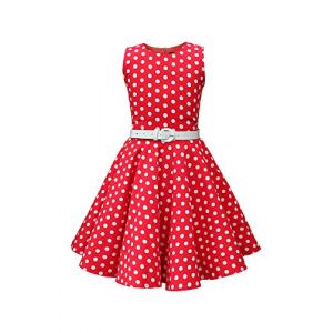 BlackButterfly Enfants Robe Années 50 Vintage à Pois 'Audrey' (Rouge - Pois, 11-12 Ans) (BlackButterfly Clothing, neuf)
