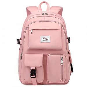 VARLIVOO Femmes Sac à Dos Adolescent Cartable Fille Sac à Dos Ordinateur Portable 15,6" Sac à Dos Lycéen Sacs D'école Collège Voyage Imperméable Polyester Rose (MoskviWeb OÜ, neuf)