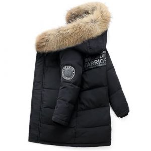 Tilozs Gar&ccedil;on Doudoune Enfant &agrave; Capuche Fourrure Chaud Manteau Blouson Matelass&eacute; Veste d'Hiver Parka V&ecirc;tement Coupe Vent, Noir, 13-14 ans(Label size: 160) (Zyolla, neuf)
