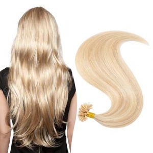 UK-Fashion-Shop Extension Cheveux Naturel Keratine 1g Extension Keratine Cheveux Naturel 50 M&egrave;ches U Tip Extensions &agrave; Chaud Remy Human Hair, 45 cm #18/613 SABLE BLOND MECHE BLOND CLAIR (Elailite Direct, neuf)