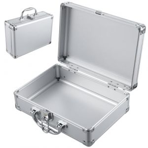 NUOBESTY Mallette Aluminium Rigide 20.5X29X10.5 Cm Portable avec Poign&eacute;E Malette Rangement Maquillage Outils Professionnel Valise M&eacute;Tallique Argent&eacute;E (Extending in all directions, neuf)