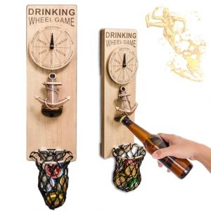 Magn&eacute;tique Ouvre Bouteille Mural en Bois, Decapsuleur Mural Biere Vintage, D&eacute;capsuleur Original avec Cap Catcher, Accessoire Bar Exterieur, Biere Cadeau Homme pour Papa, Amie et Coll&egrave;gue (Style 10) (LUCYLANKER, neuf)