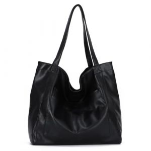 EVEOUT Sacs portés épaule en Cuir Souple Femmes Sac à Main de Grande Capacité Faux Cuir Cabas Vintage Sac Hobo Minimaliste Sac fourre-Tout(Noir (EVEOUT, neuf)