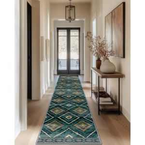 DEFYNEE Tapis de Salon Lavable en Machine 60x180 cm Tapis antidérapant, Tapis de Chambre pour Le Salon, l'entrée, la Chambre et la Cuisine, Bleu Canard (ZhiYuDianZi, neuf)