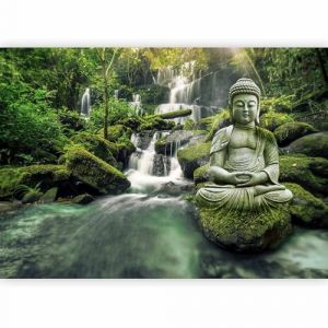 Papier peint murando intiss&eacute; 150x105 cm D&eacute;coration Murale XXL Poster Tableaux Muraux Tapisserie Photo Trompe l'oeil Bouddha nature paysage chute d''eau c-C-0019-a-d (murando, neuf)