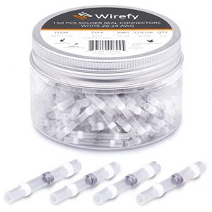 Wirefy 150 Pièces Cosses Électriques Thermorétractable à Souder - Cosses Électriques Étanches - Raccordement Bout à Bout Imperméable - Blanches 0,14-0,25 mm² (Nobletech Europe, neuf)