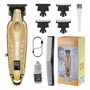 KEMEI 2293 Tondeuse professionnelle pour hommes avec lame en T, rechargeable sans fil, or (Kemei Professional Clippers, neuf)