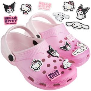 Get Trend Hello Kitty Sabots Fille Chaussures de Jardin Slip on avec Kawaii Pins Cinnamoroll Kuromi Chaussures Été Idée Cadeau (31 EU, Hello Kitty Dégradé) (Get Trend., neuf)