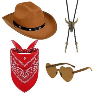 SSKHE Kit d'accessoires de d&eacute;guisement western cowboy, Tenue de cowboy unisexe pour Halloween, carnaval et f&ecirc;tes de cosplay | Accessoires essentiels de cowboy (SSKHE, neuf)
